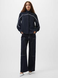 French Connection Arezzo Contrast Shirt, Navy/Summer White - view 2, Navy/Summer White