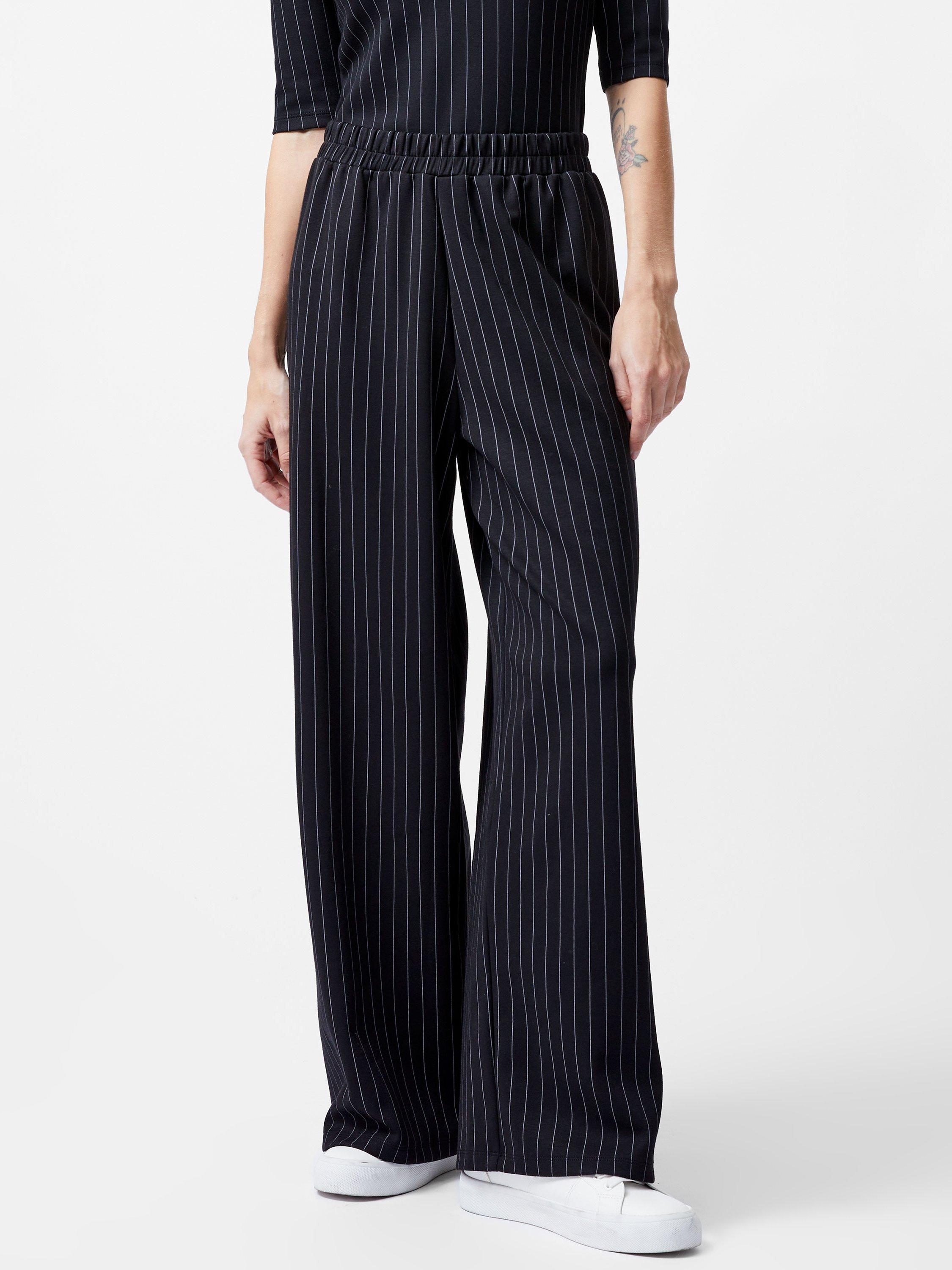 French Connection Regina Pinstripe Trousers, Black/White