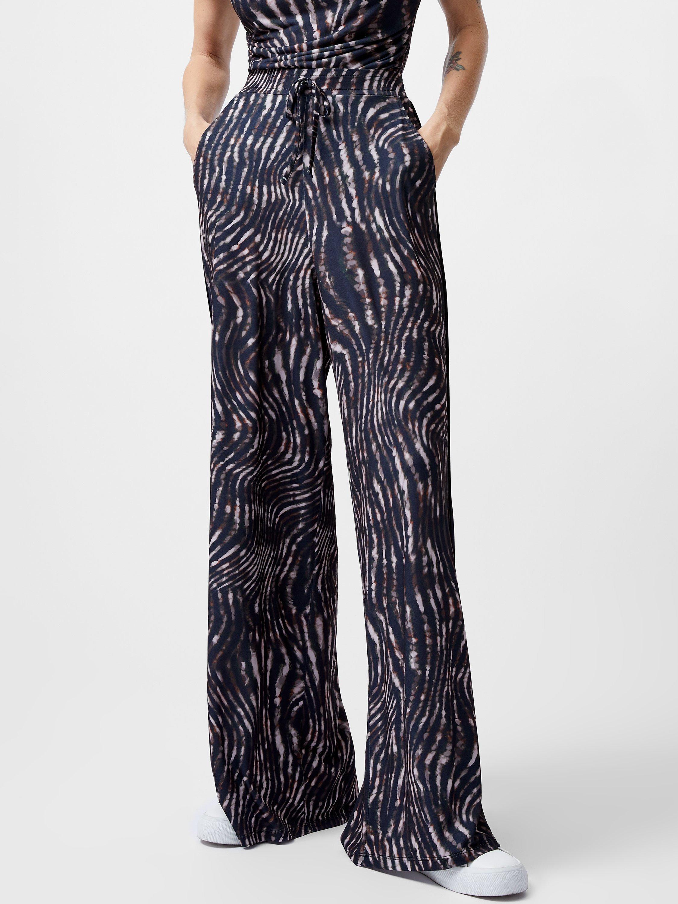 Product image 1 of 4, which shows French Connection Zina Portia Abstract Print Trousers, Brown/Multi, XS