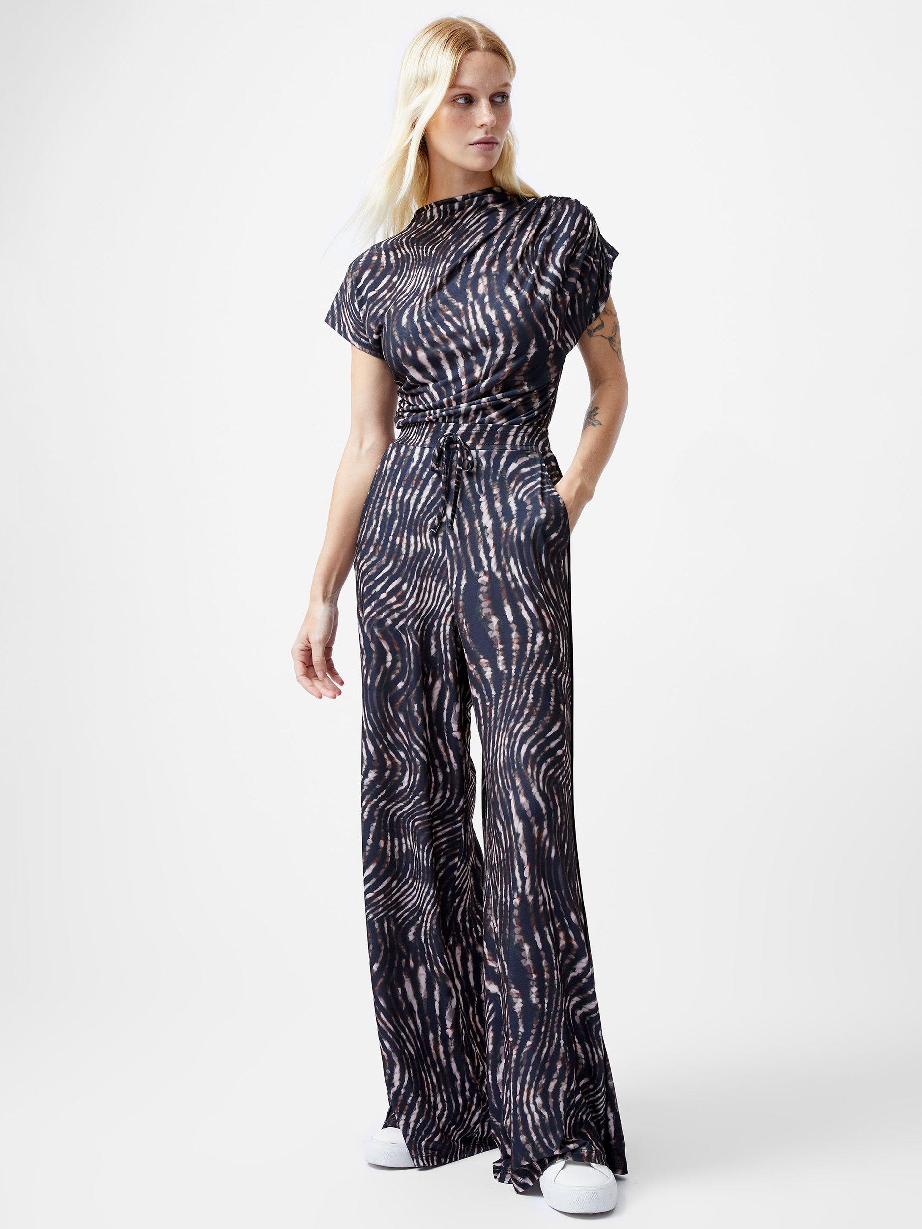 Product image 2 of 4, which shows French Connection Zina Portia Abstract Print Trousers, Brown/Multi, XS