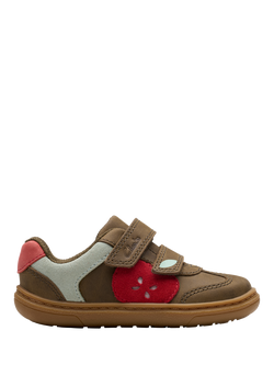 Clarks Baby Flash Garden First Steps Leather Shoes, Olive, Olive