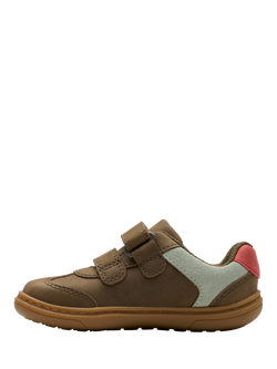 Clarks Baby Flash Garden First Steps Leather Shoes, Olive - view 2, Olive
