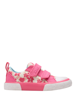 Clarks Baby Foxing Shell First Walker Shoes, Pink Canvas, Pink Canvas