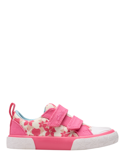 Clarks Baby Foxing Shell First Walker Shoes, Pink Canvas, Pink Canvas