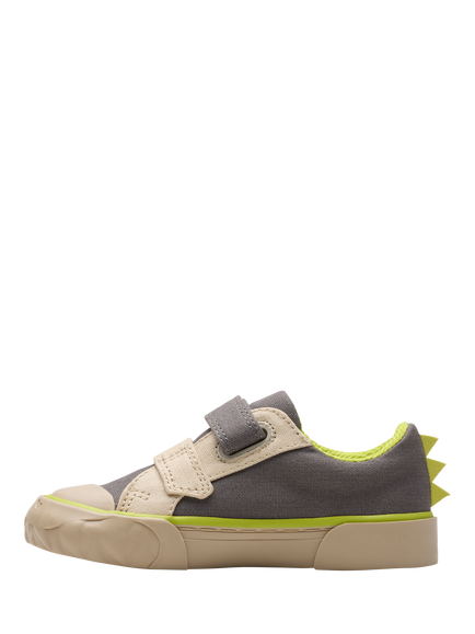 Clarks Baby Foxing Stomp Canvas Shoes, Grey Canvas - view 2, Grey Canvas