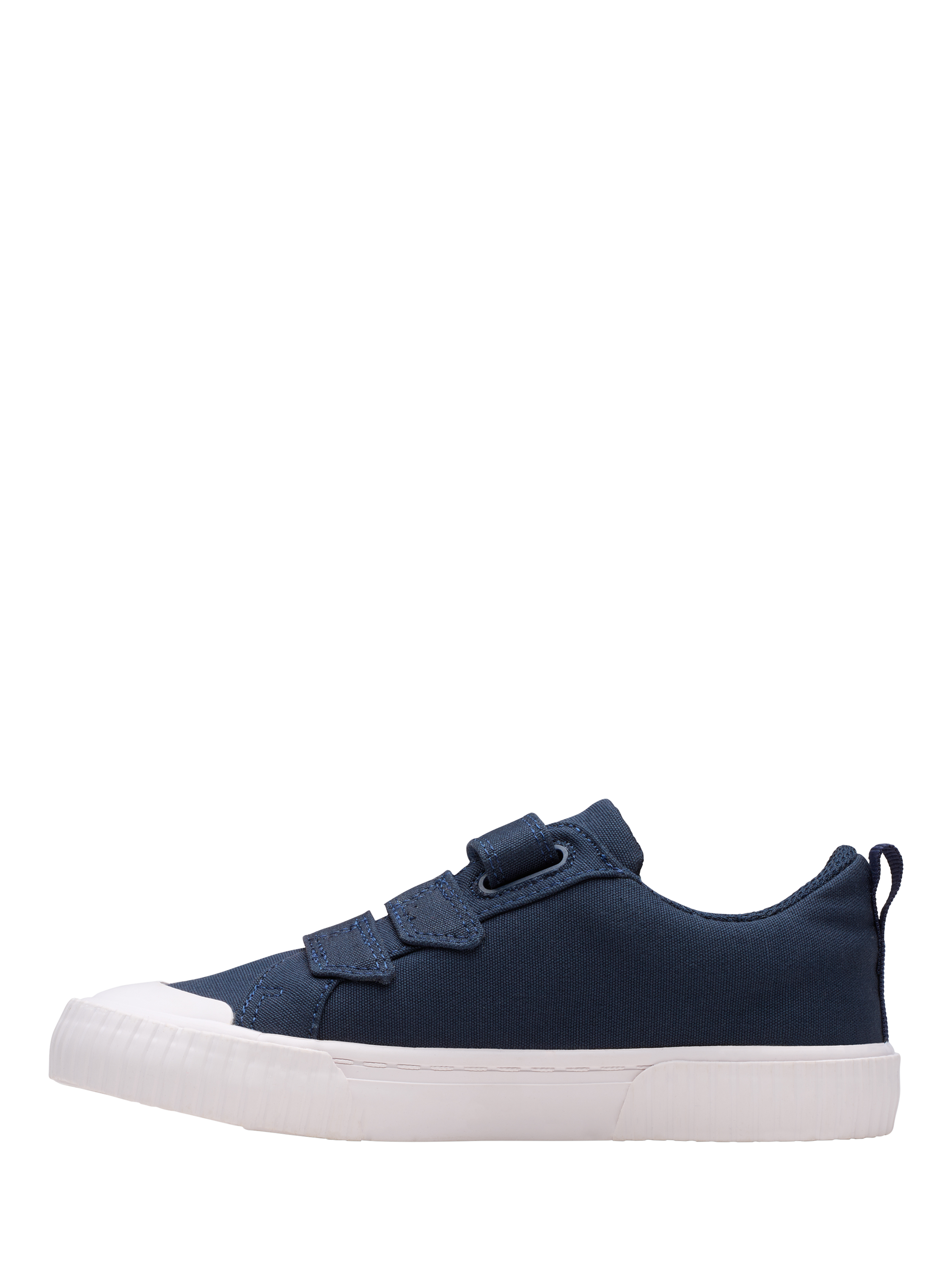Product image 2 of 7, which shows Clarks Kids' Foxing Vibe Trainers, Navy Canvas, 7 F Jnr