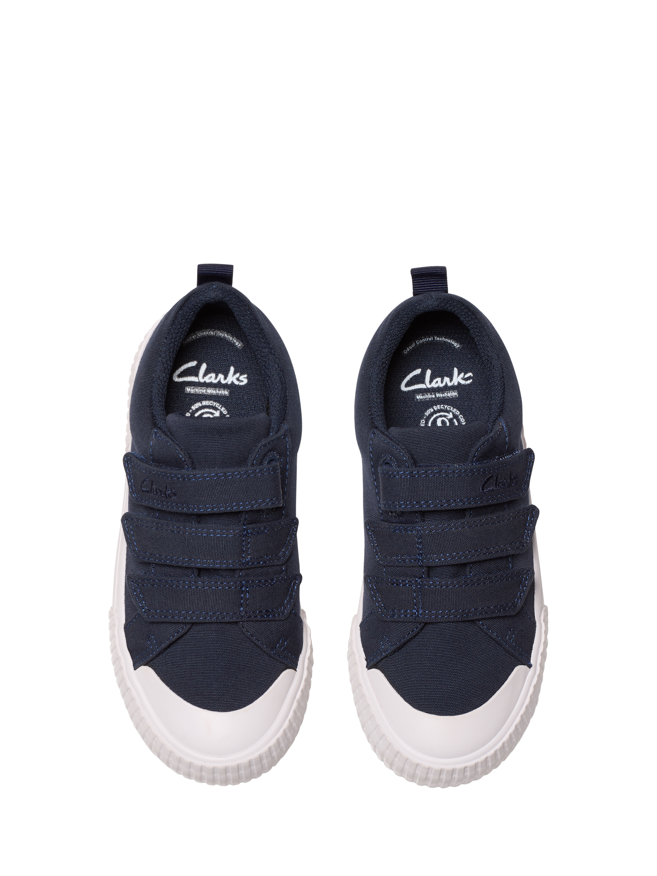 Product image 6 of 7, which shows Clarks Kids' Foxing Vibe Trainers, Navy Canvas, 7 F Jnr