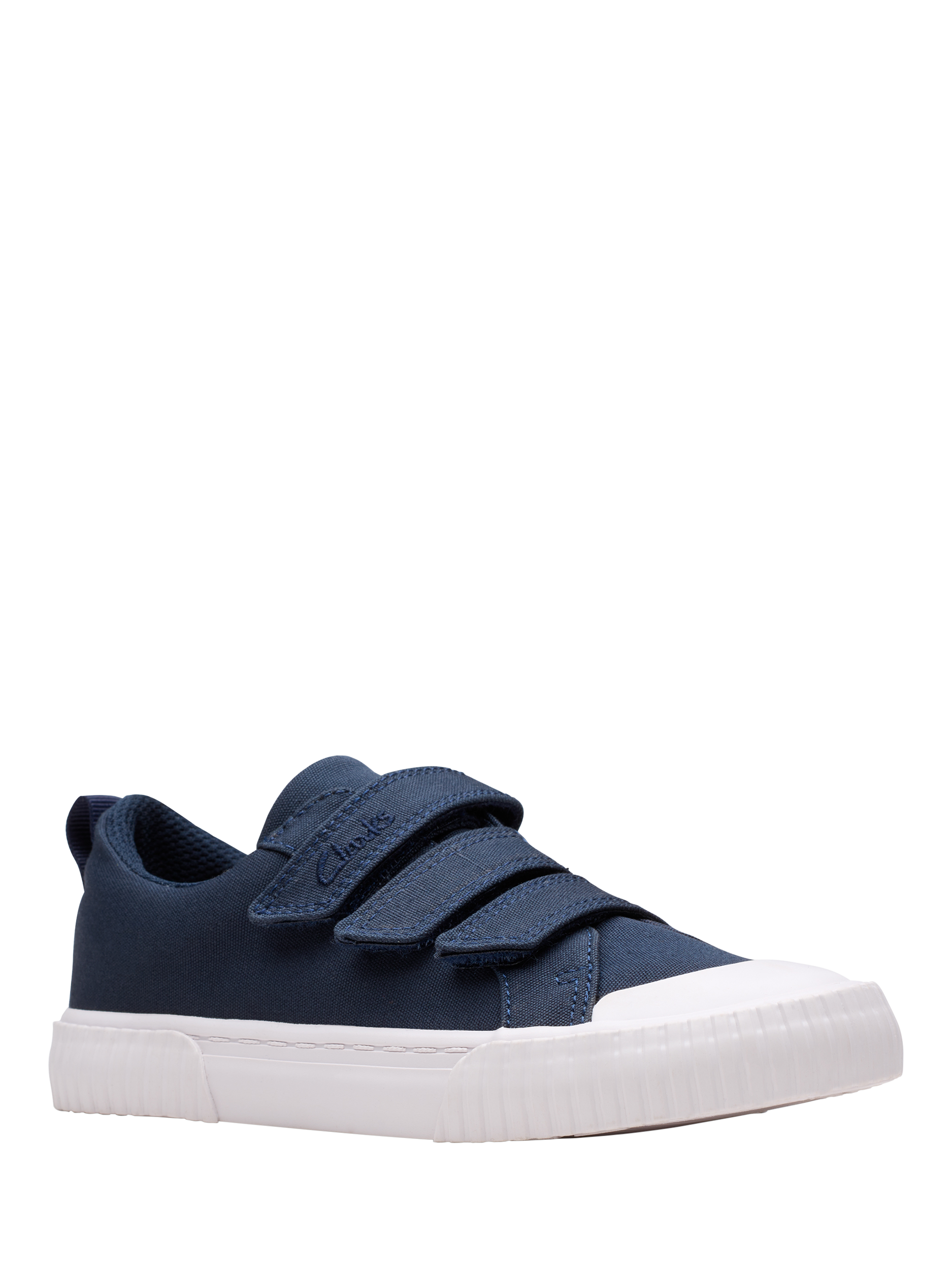 Product image 7 of 7, which shows Clarks Kids' Foxing Vibe Trainers, Navy Canvas, 7 F Jnr