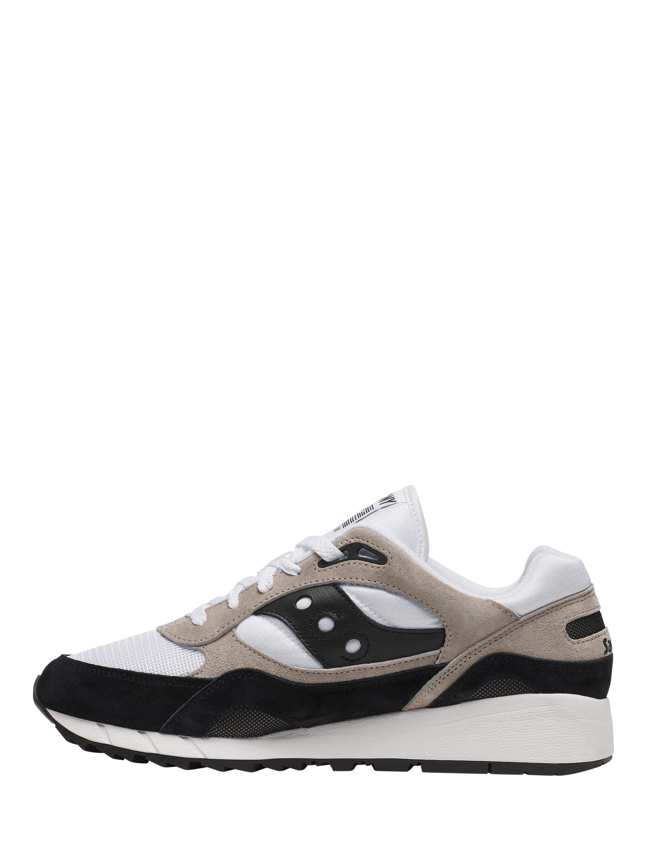 Product image 2 of 9, which shows Saucony Shadow 6000 Lace Up Trainers, White/Black, 8