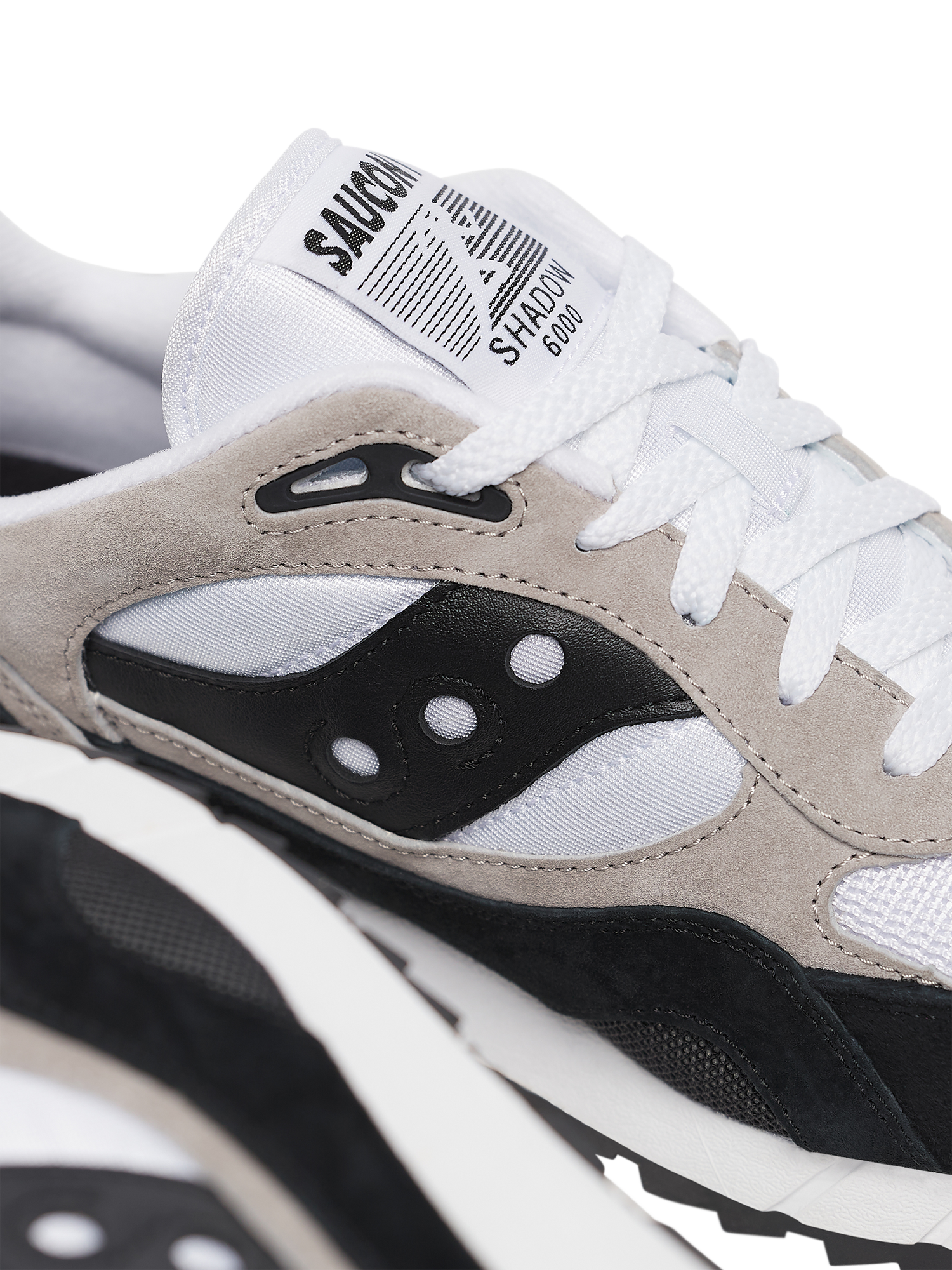 Product image 4 of 9, which shows Saucony Shadow 6000 Lace Up Trainers, White/Black, 8