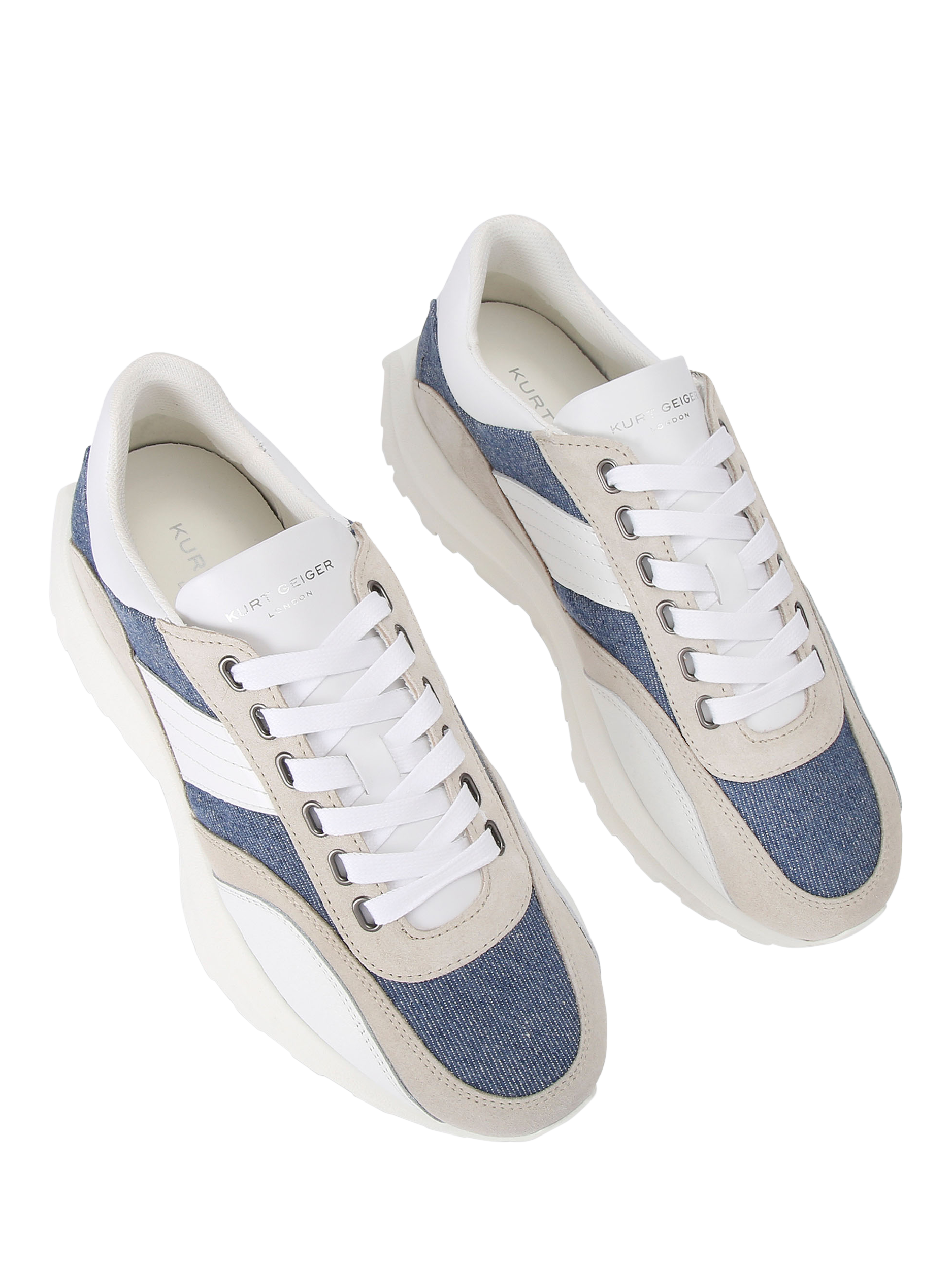 Product image 3 of 4, which shows Kurt Geiger London Gaspar Lace Up Trainers, Blue Denim, 6