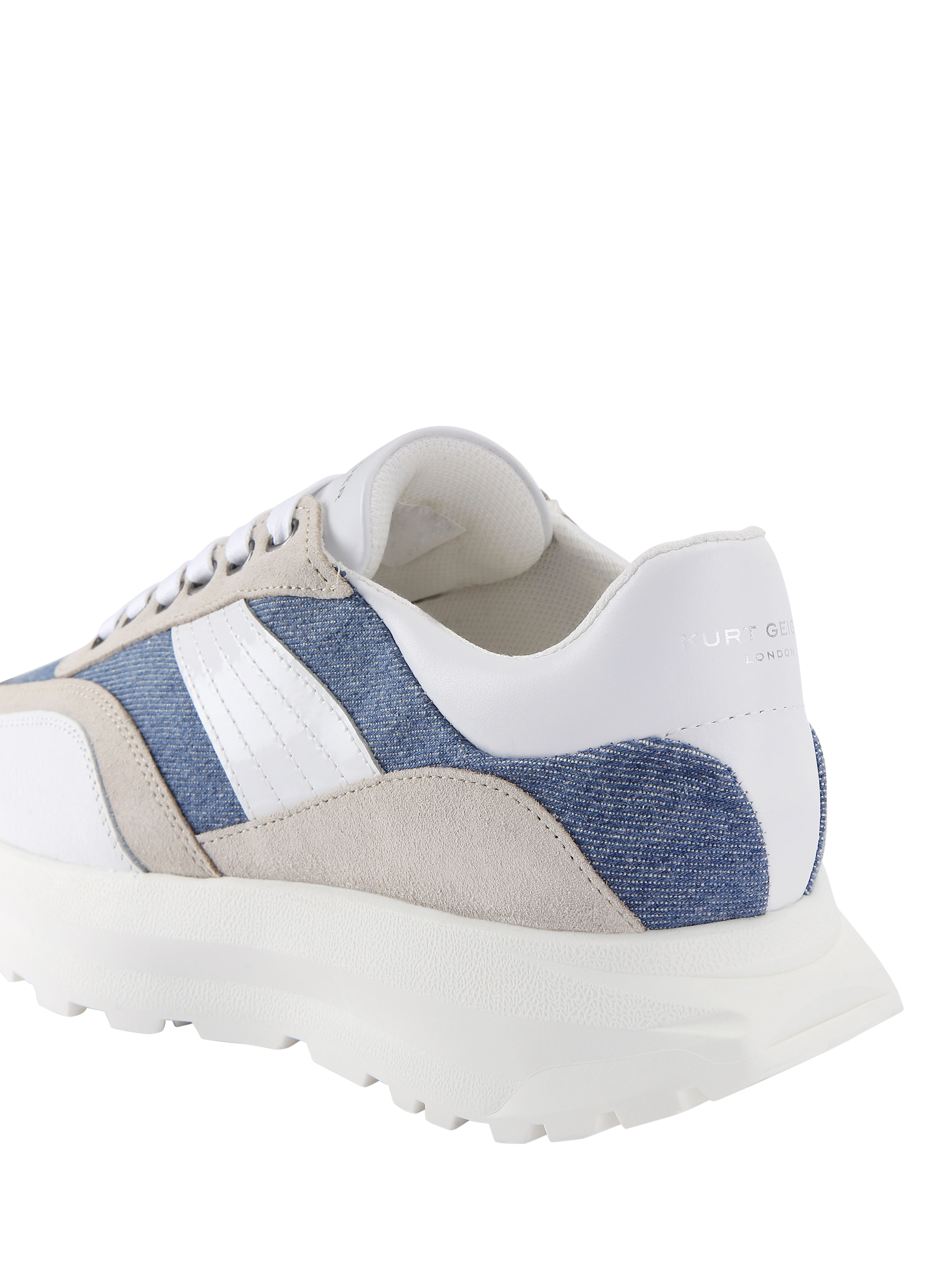 Product image 4 of 4, which shows Kurt Geiger London Gaspar Lace Up Trainers, Blue Denim, 6