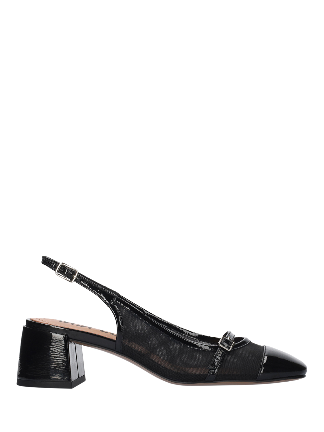 Product image 1 of 3, which shows Bibi Lou Livia 50 Leather Mesh Slingback Heeled Mary Janes, Black, EU39