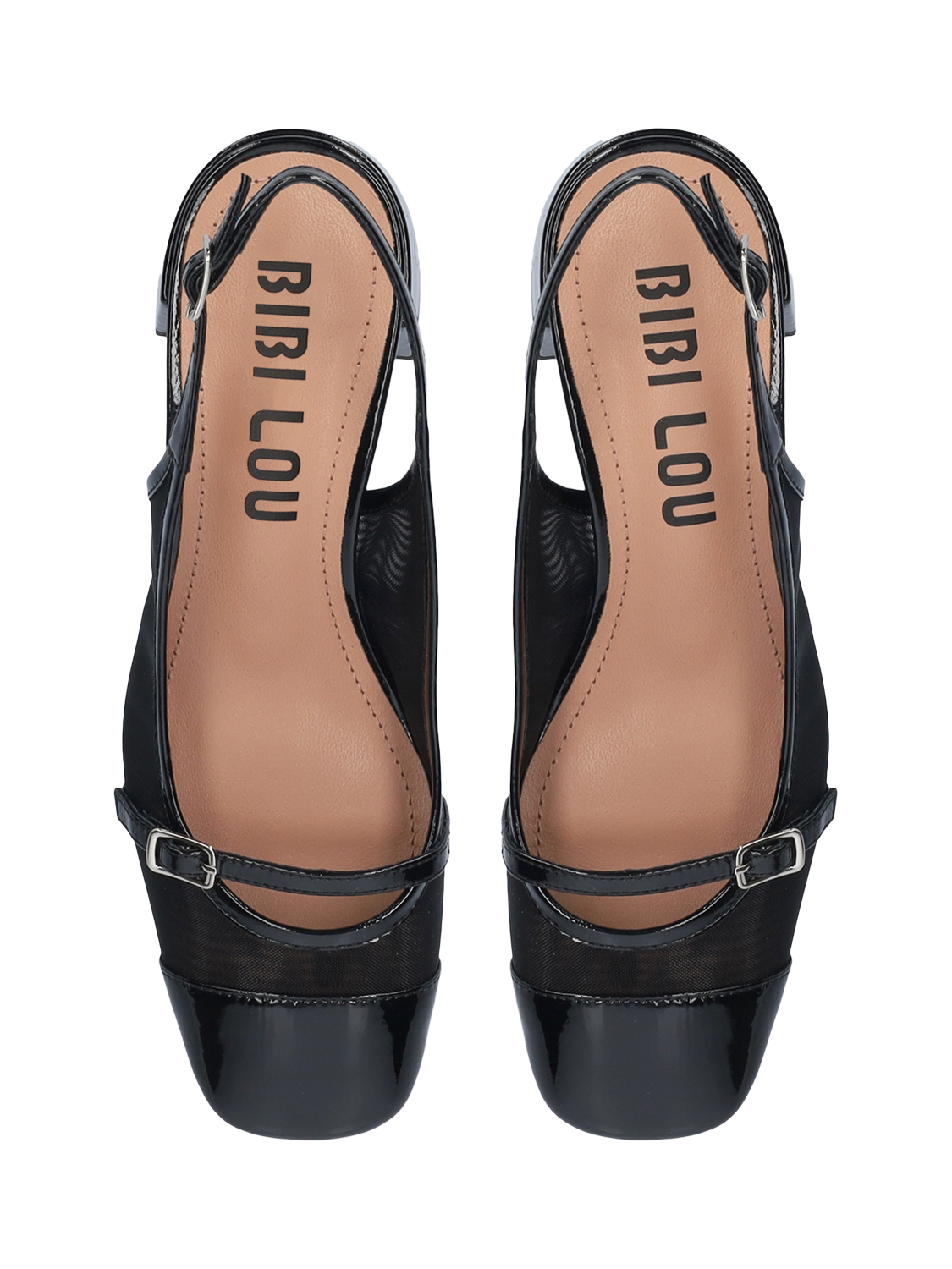 Product image 3 of 3, which shows Bibi Lou Livia 50 Leather Mesh Slingback Heeled Mary Janes, Black, EU39
