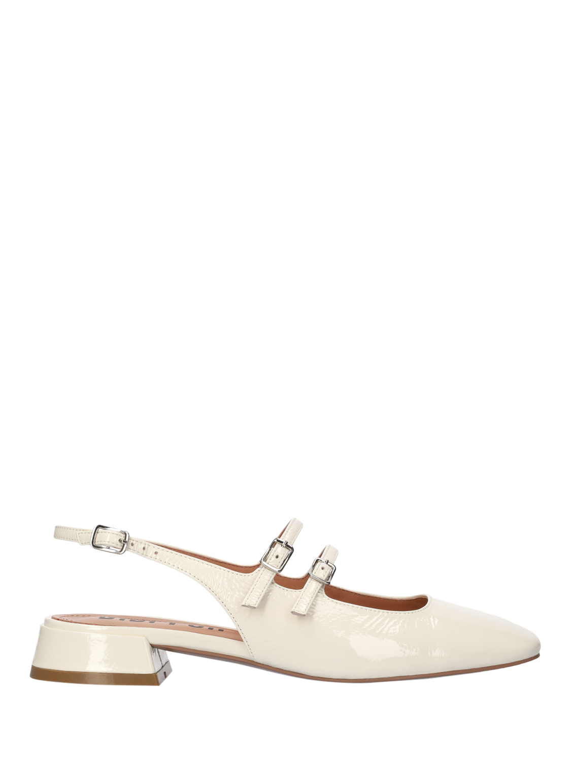 Product image 1 of 4, which shows Bibi Lou Hina 25 Patent Leather Slingback Mary Jane Flats, Cream, EU37