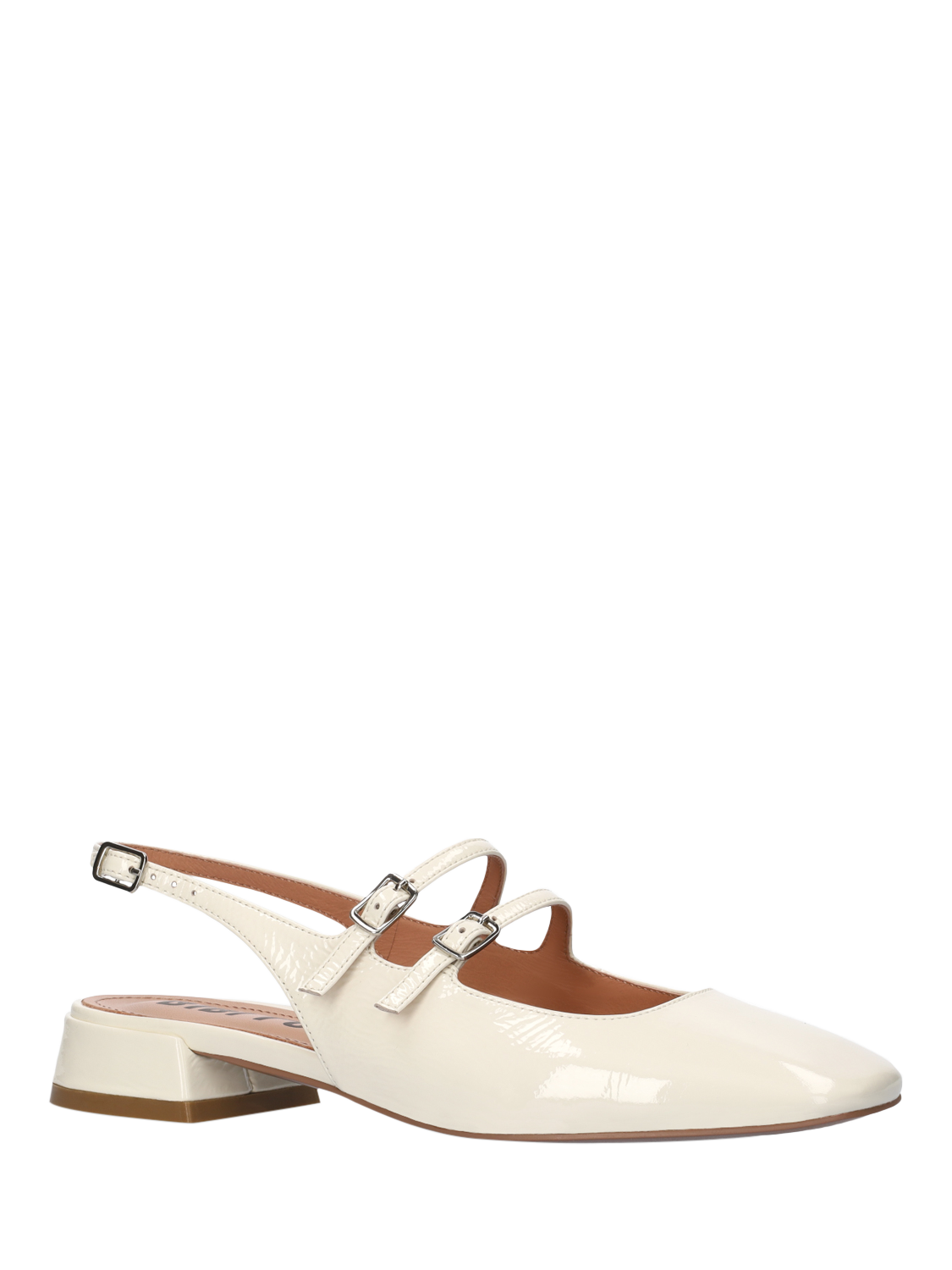 Product image 2 of 4, which shows Bibi Lou Hina 25 Patent Leather Slingback Mary Jane Flats, Cream, EU37