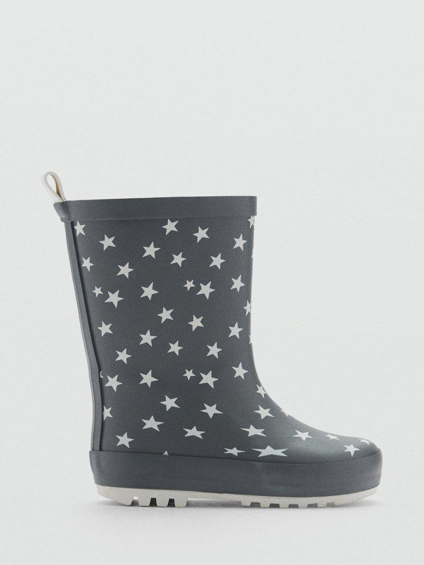 Mango Kids' Star Wellington Boots, Charcoal