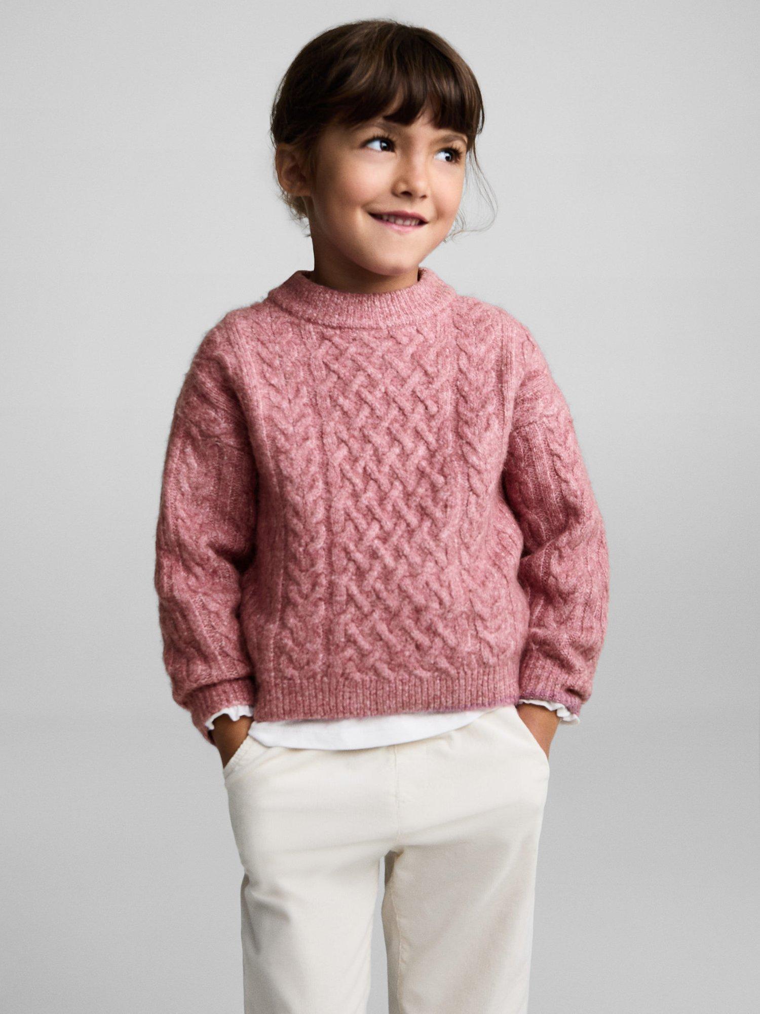 Mango Kids' Berry Textured Jumper, Dark Red