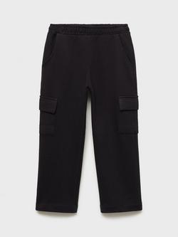 Mango Kids' London Cotton Cargo Trousers, Black, Black
