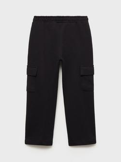 Mango Kids' London Cotton Cargo Trousers, Black - view 2, Black