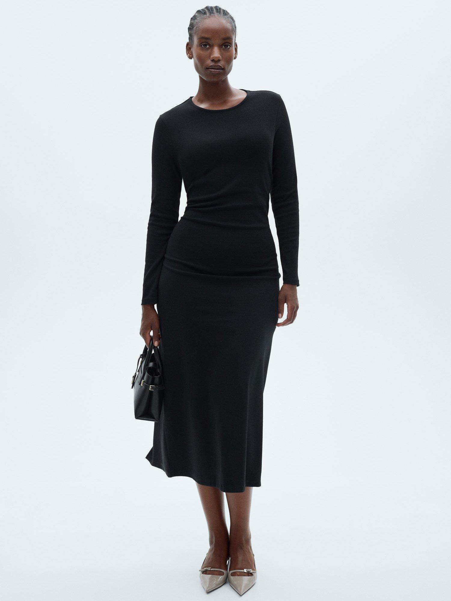 Product image 7 of 8, which shows Mango Basila Midi Dress, Black, 4