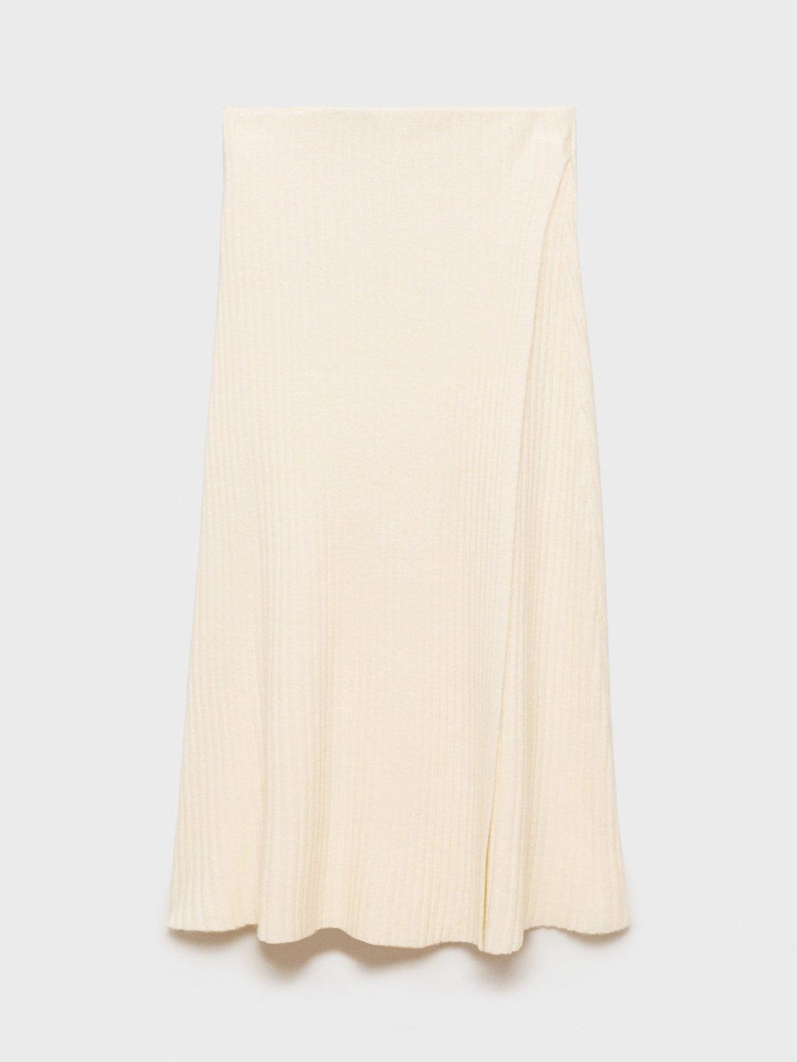 Product image 3 of 7, which shows Mango Oleg Crossover Wrap Midi Skirt, Light Beige, M