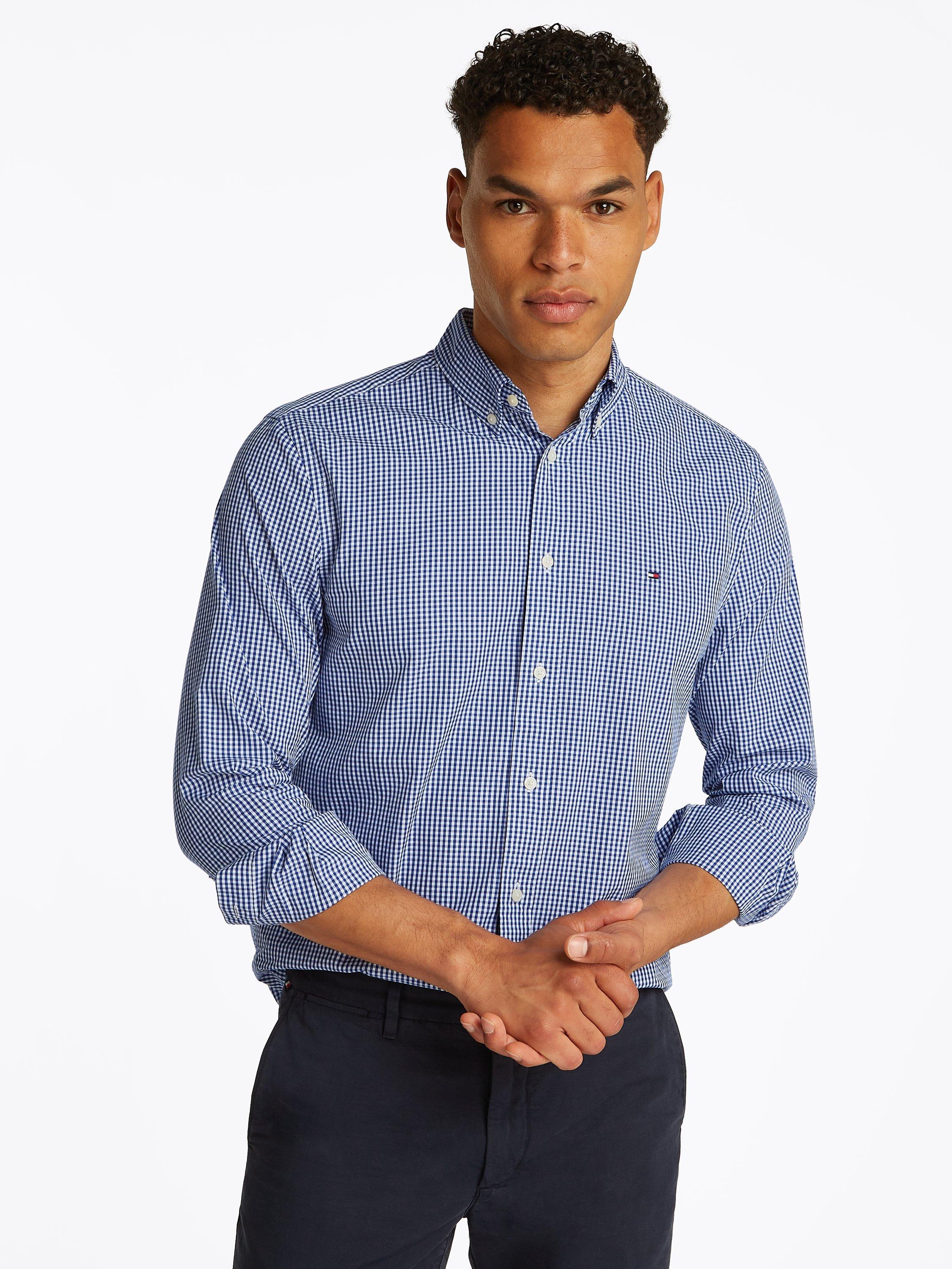 Tommy Hilfiger Cotton Regular Fit Gingham Shirt, Wedge Blue/White