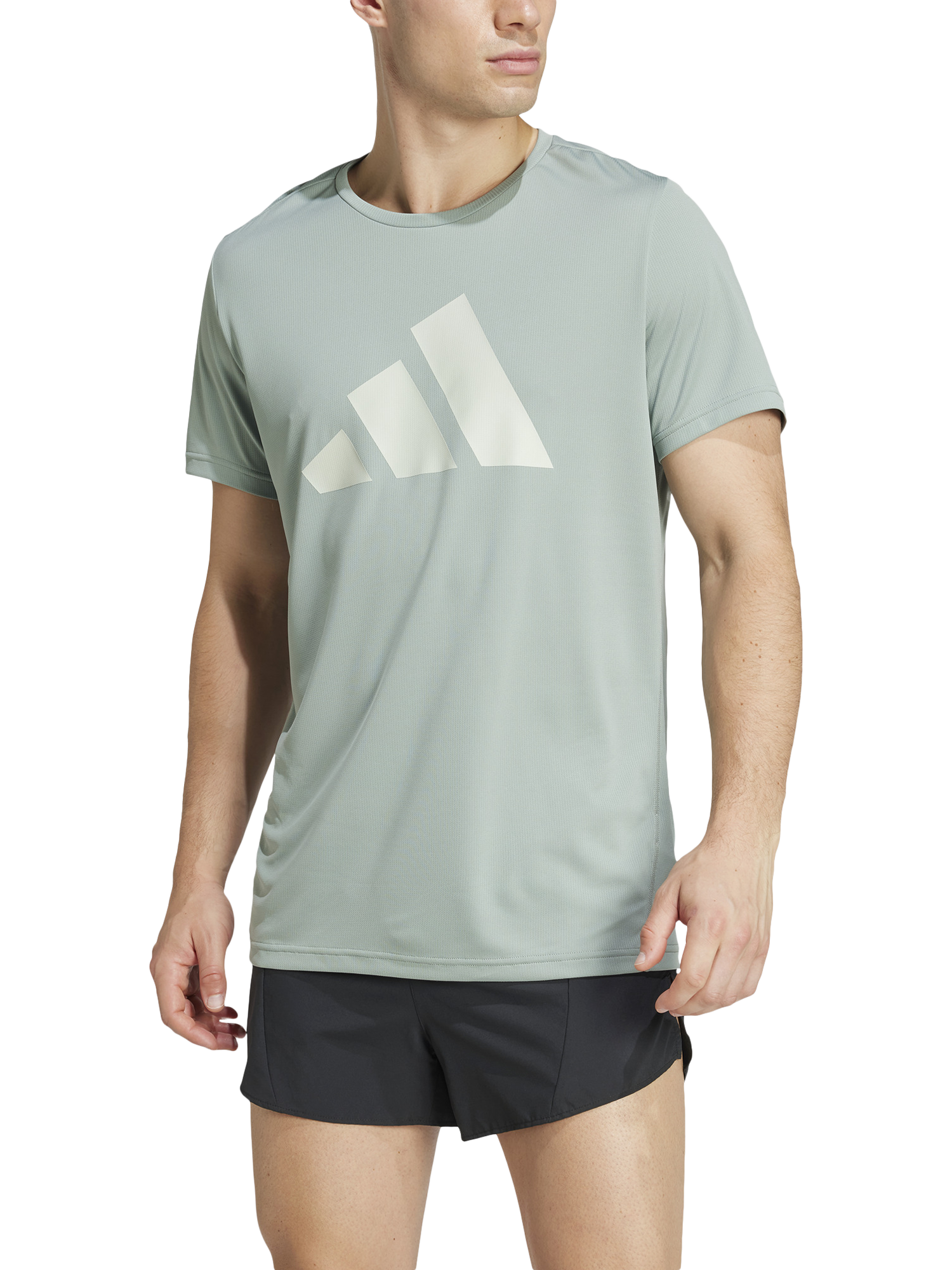 Product image 1 of 6, which shows adidas Run It T-Shirt, Silver Green, S
