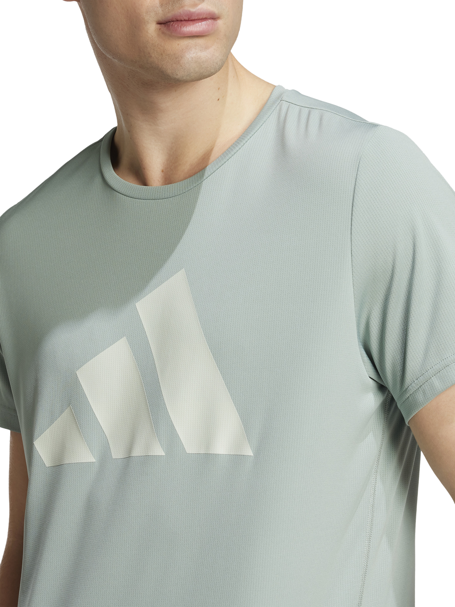 Product image 3 of 6, which shows adidas Run It T-Shirt, Silver Green, S