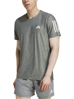 adidas Own The Run Short Sleeve T-Shirt, Grey/White, Grey/White