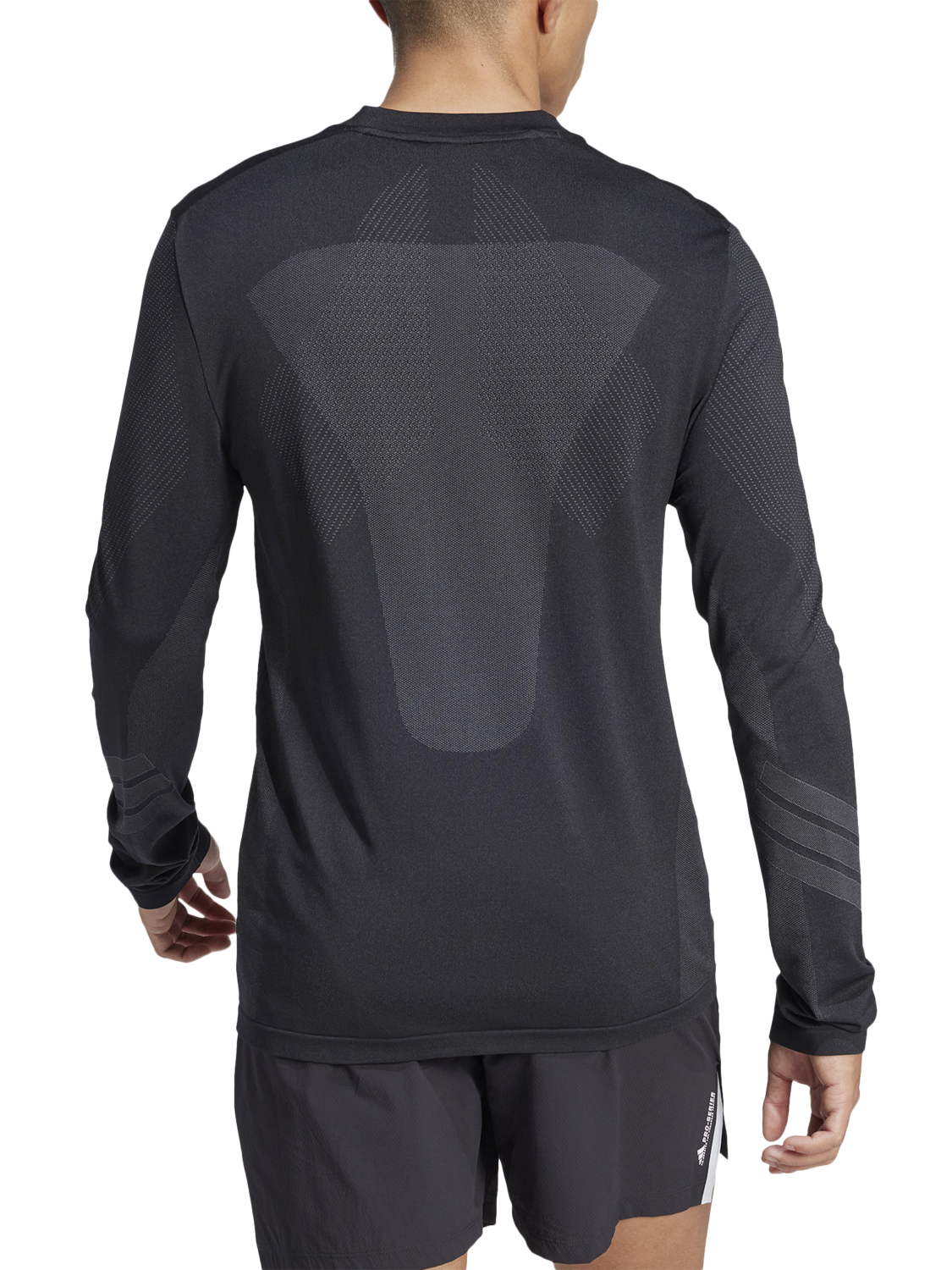 Product image 2 of 11, which shows adidas Slim Fit Seamless Long Sleeve T-Shirt, Black/Grey Six, S
