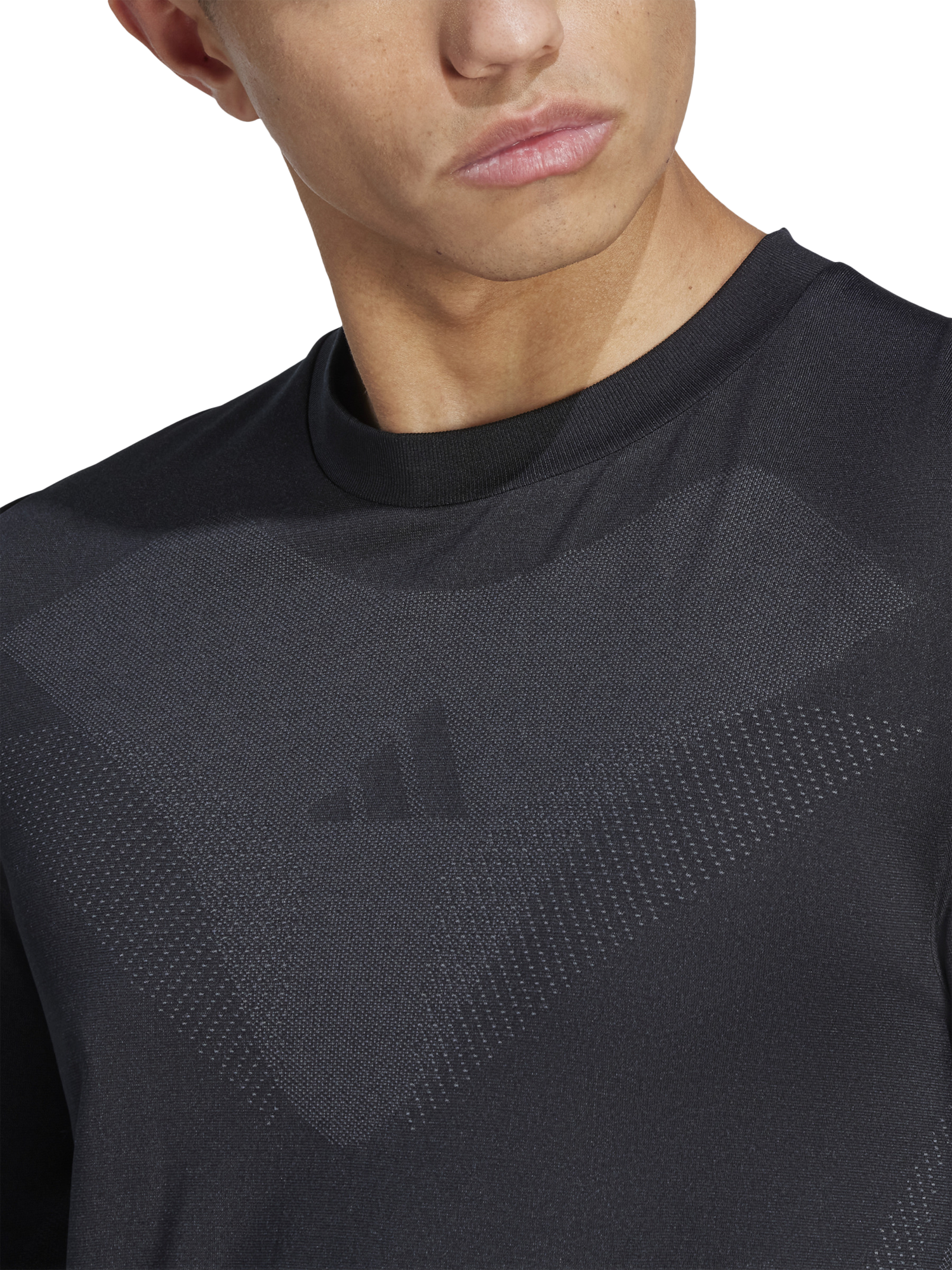 Product image 3 of 11, which shows adidas Slim Fit Seamless Long Sleeve T-Shirt, Black/Grey Six, S