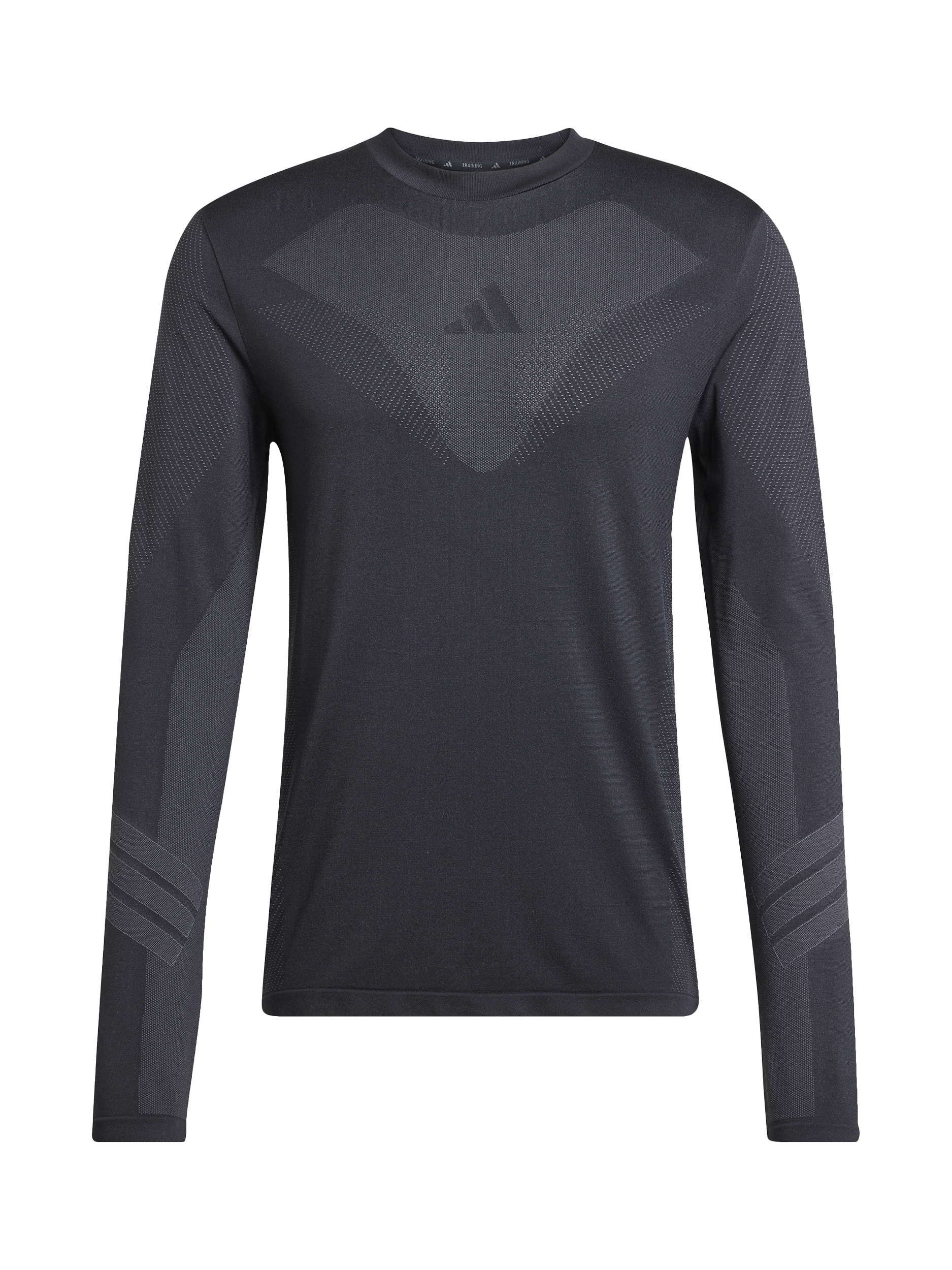 Product image 5 of 11, which shows adidas Slim Fit Seamless Long Sleeve T-Shirt, Black/Grey Six, S