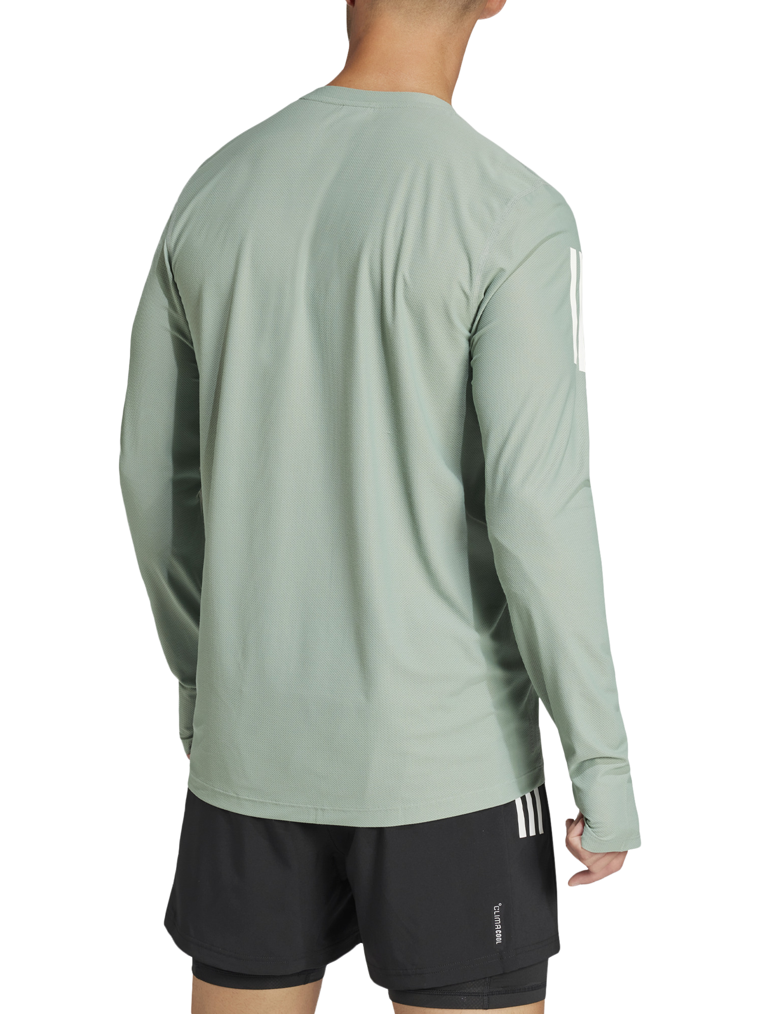 Product image 2 of 6, which shows adidas Own The Run Long Sleeve Shirt, Silver Green, S
