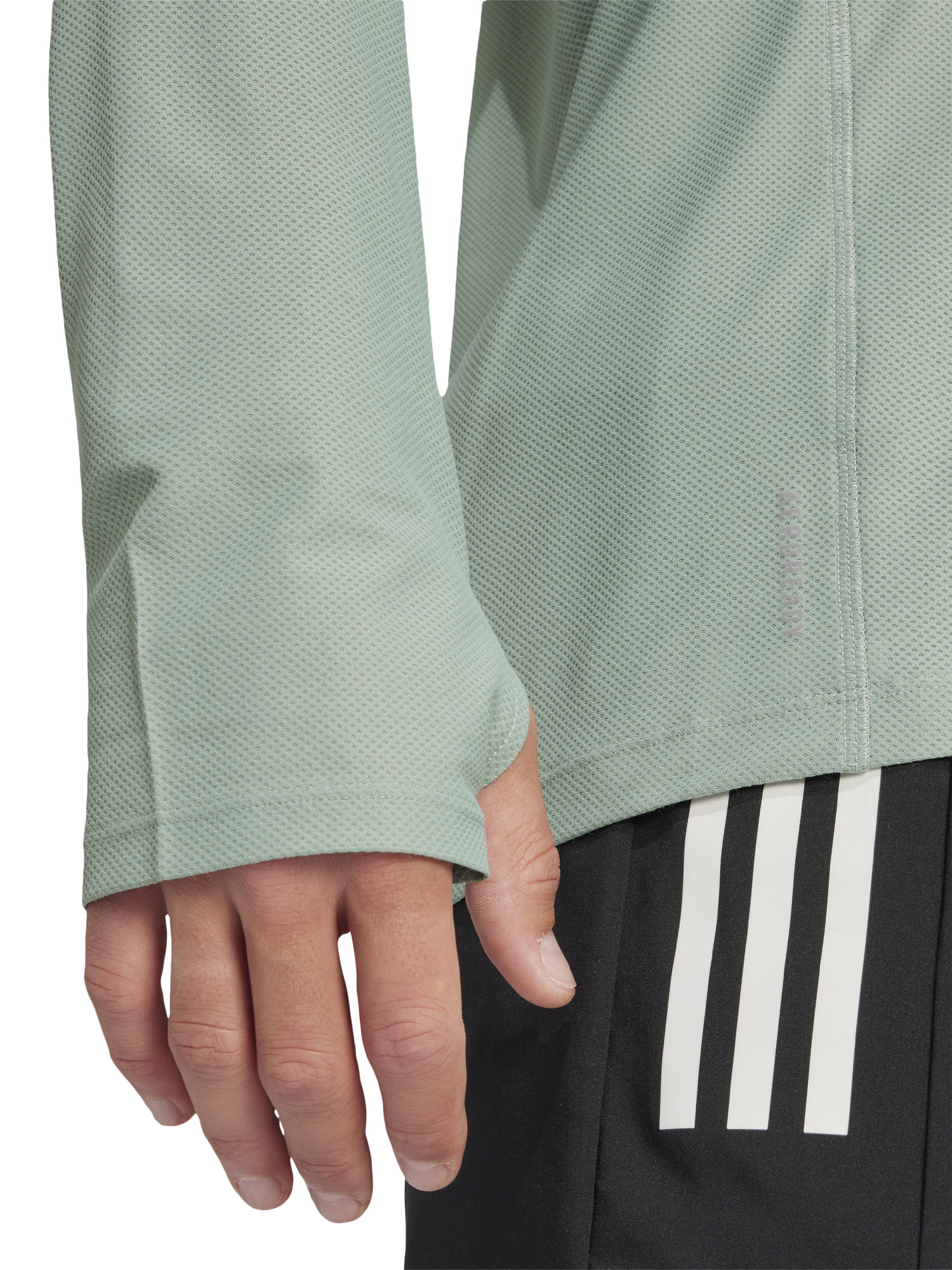 Product image 4 of 6, which shows adidas Own The Run Long Sleeve Shirt, Silver Green, S