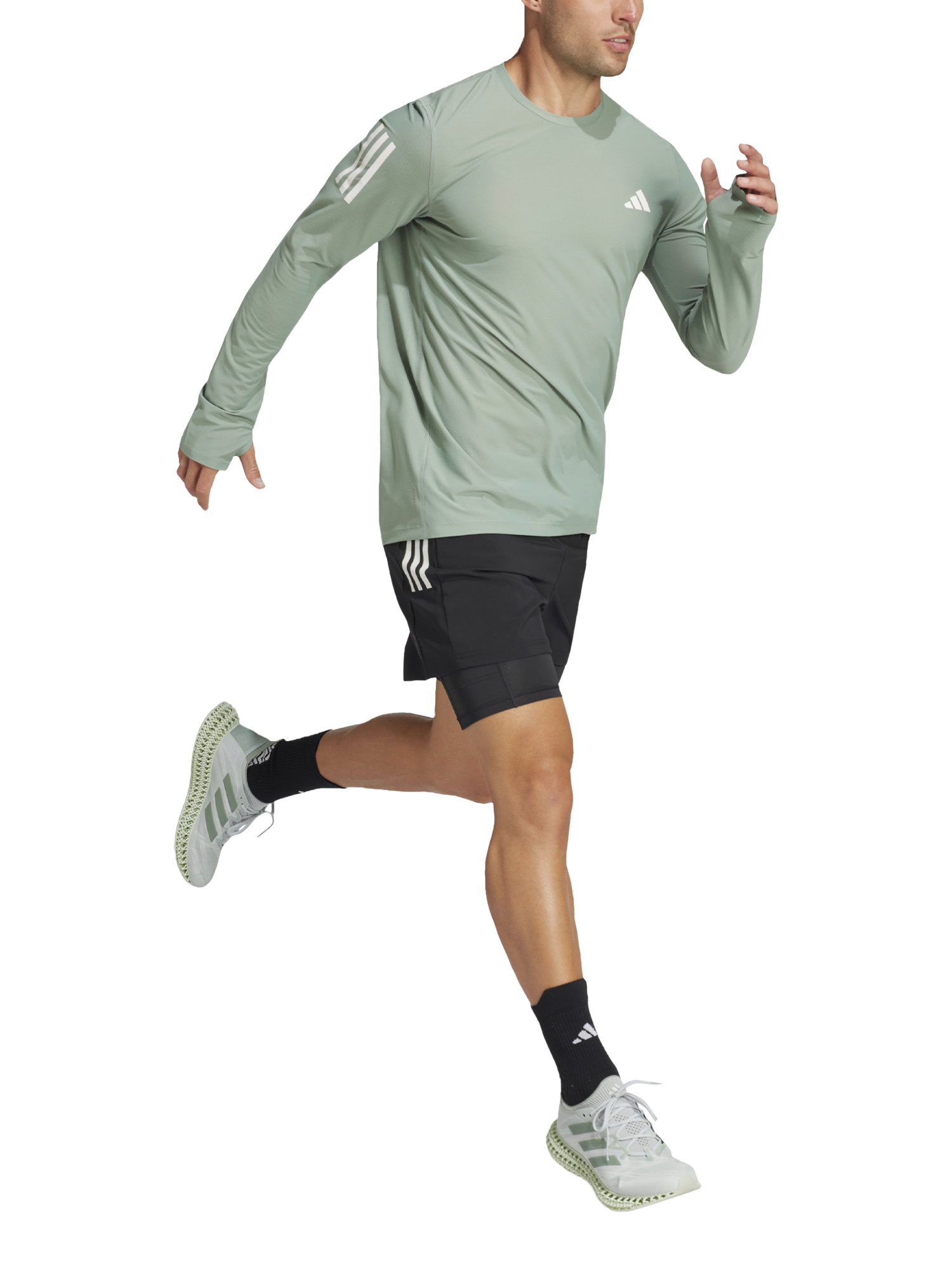 Product image 6 of 6, which shows adidas Own The Run Long Sleeve Shirt, Silver Green, S