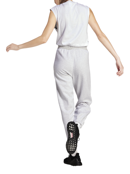 adidas Women's Essentials 3 Stripes Fleece Loose Trousers, Grey Heather/White - view 2, Grey Heather/White