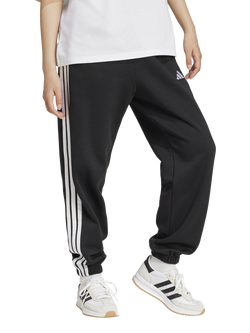 adidas Women's Essentials 3 Stripes Fleece Loose Trousers, Black/White, Black/White