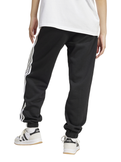adidas Women's Essentials 3 Stripes Fleece Loose Trousers, Black/White - view 2, Black/White