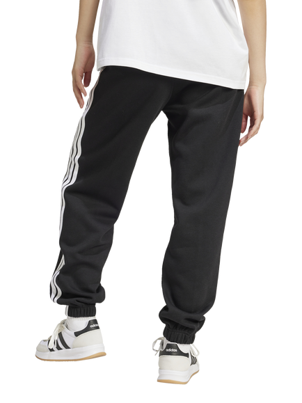 adidas Women's Essentials 3 Stripes Fleece Loose Trousers, Black/White - view 2, Black/White