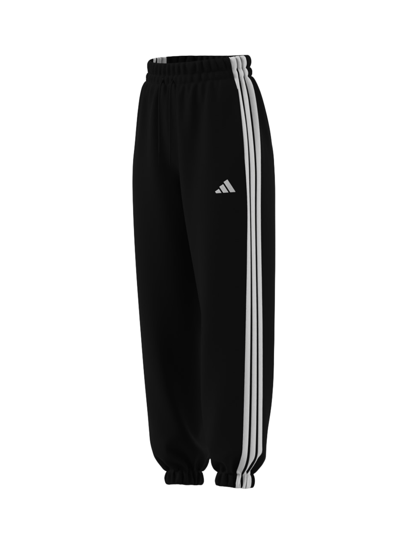 Product image 5 of 6, which shows adidas Women's Essentials 3 Stripes Fleece Loose Trousers, Black/White, XS