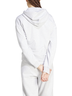 adidas Women's Essentials 3 Stripes Full Zip Fleece Hoodie, Grey Heather/White - view 2, Grey Heather/White