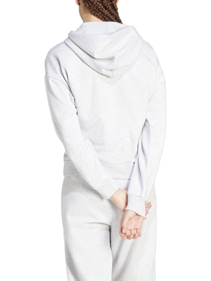 adidas Women's Essentials 3 Stripes Full Zip Fleece Hoodie, Grey Heather/White - view 2, Grey Heather/White