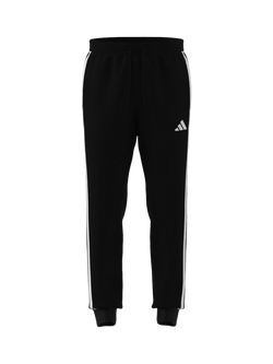 adidas Men's Essential Three Stripes Fleece Trousers, Black/White, Black/White