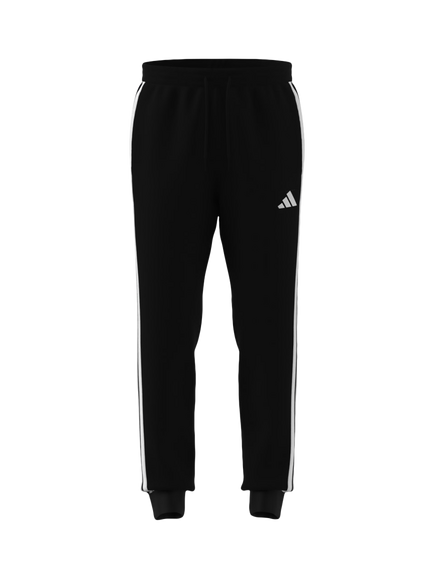 adidas Men's Essential Three Stripes Fleece Trousers, Black/White, Black/White