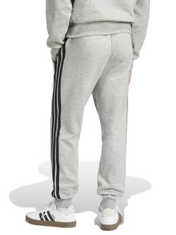 adidas Essential Three Stripes Fleece Jogging Trousers - view 2, Grey Heather/Black