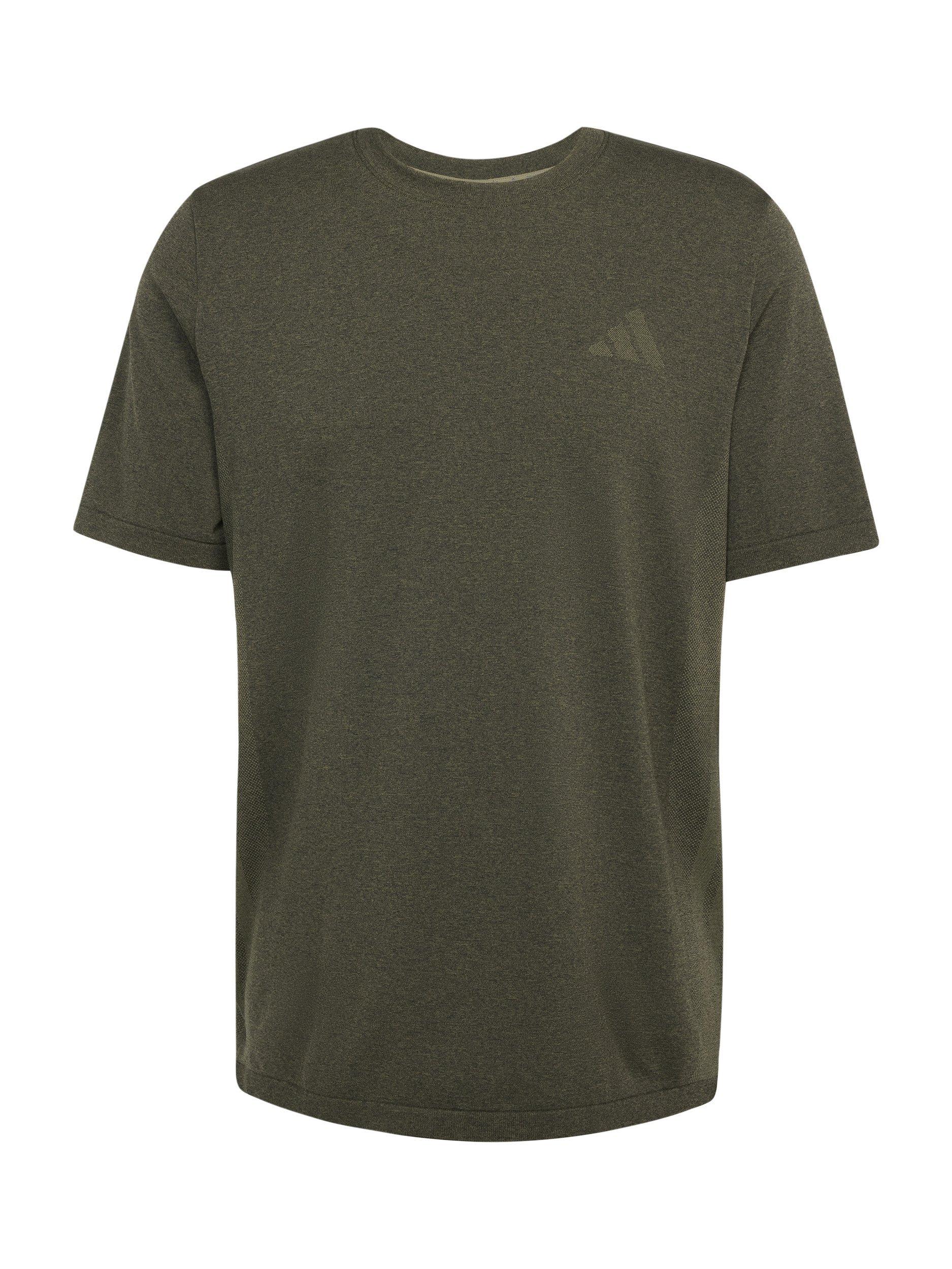 Product image 5 of 6, which shows adidas Train Essentials Structure T-Shirt, Olive Strat/Grey, M