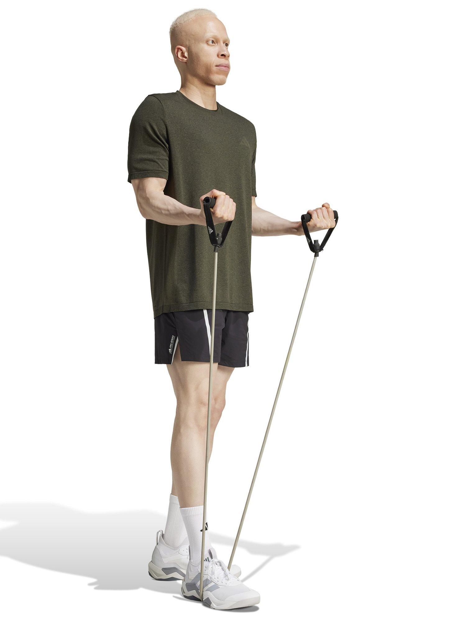 Product image 6 of 6, which shows adidas Train Essentials Structure T-Shirt, Olive Strat/Grey, M