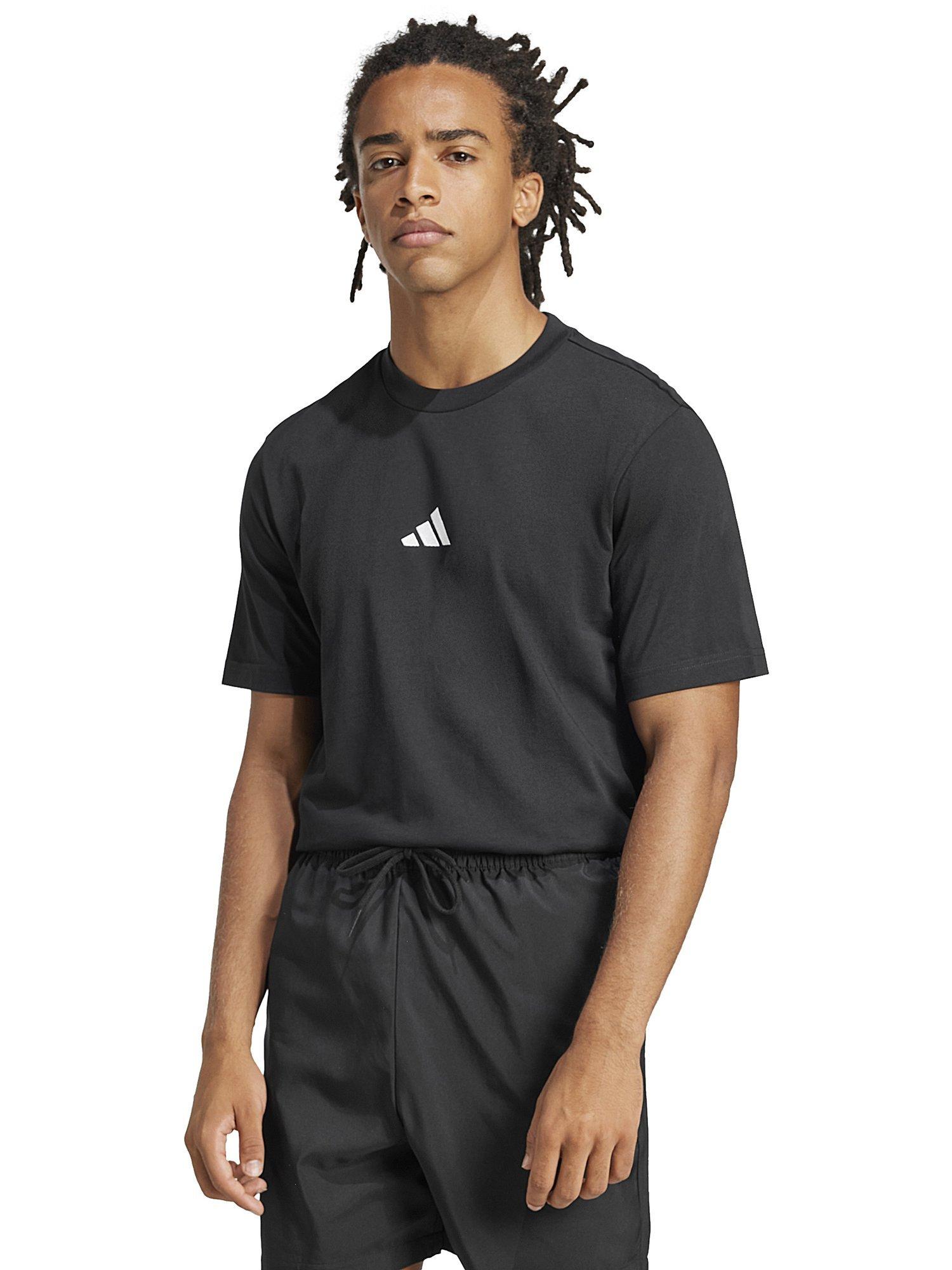 Product image 1 of 2, which shows adidas Essentials Small Logo Single Jersey T-Shirt, Black/White, S