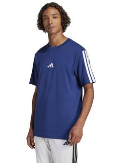 adidas Three Stripes Logo T-Shirt, Dark Blue/White